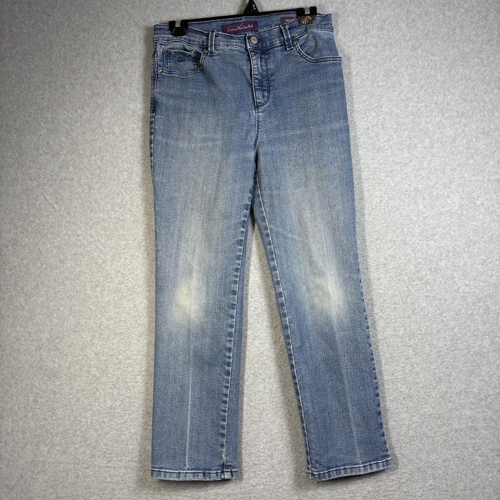 Gloria Vanderbilt Amanda Jeans Womens Petite 8PS Light Wash Straight